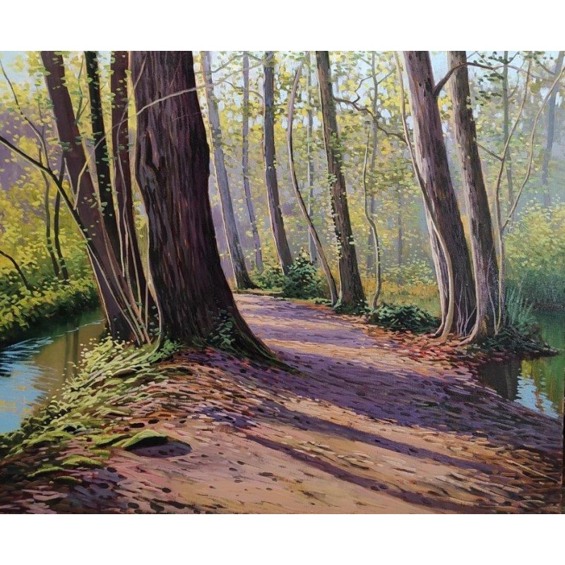 MORNING LIGHTS IN THE FOREST  55x46 cm.